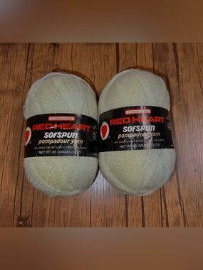 2 NWT Skeins Coats & Clark Red Heart Sofspun Pompadour Baby Yellow Yarn